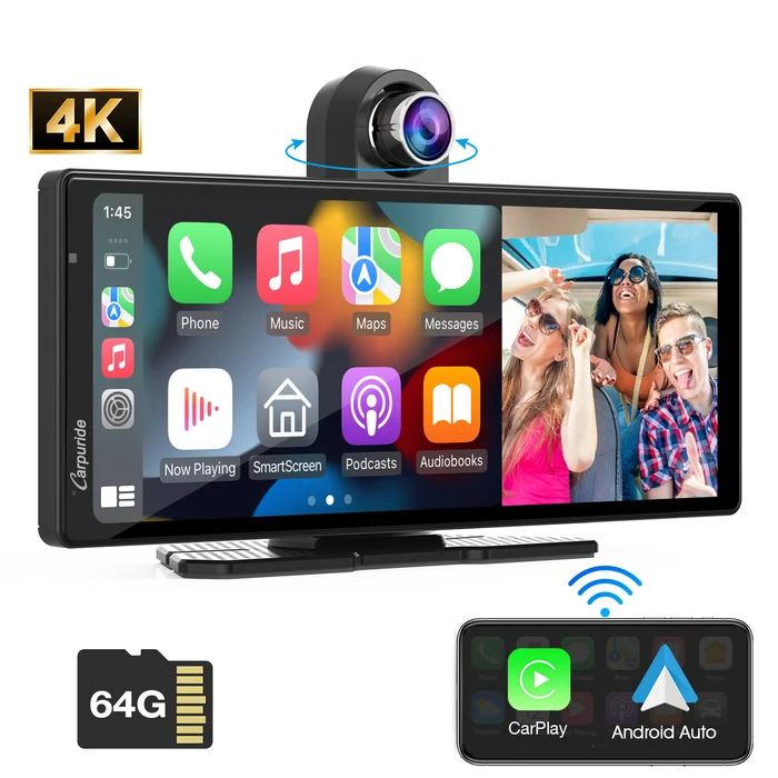 Carpuride W903 portable car dashboard console with front camera and DVR